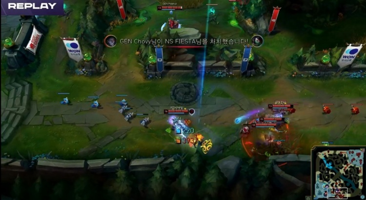 ?FIESTA阿卡丽惨被军训Vital泽丽满击杀独木难支 GEN轻松获胜