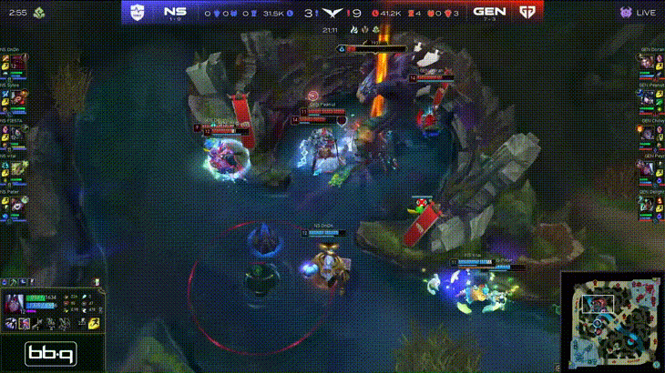 ?FIESTA阿卡丽惨被军训Vital泽丽满击杀独木难支 GEN轻松获胜