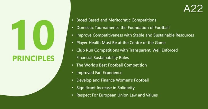 欧超A22公司发文：许多俱乐部认为欧洲俱乐部足球的基础受到威胁