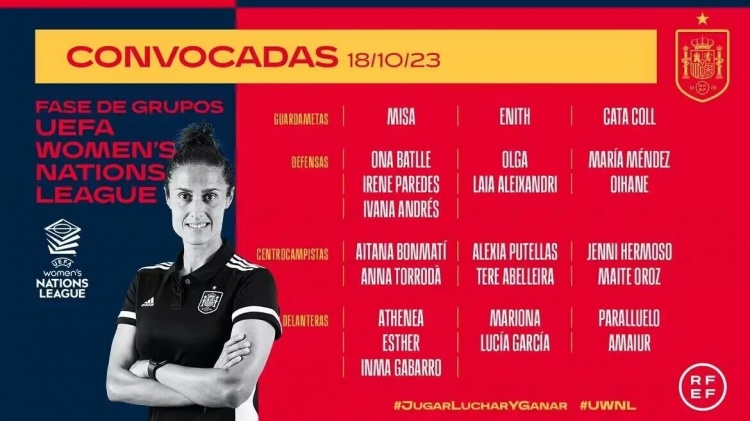 西班牙女足新一期名单：此前被足协主席强吻的埃尔莫索回归