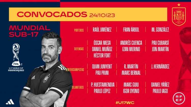 吉乌代表西班牙参加U17世界杯，将至少缺席巴萨比赛一个月
