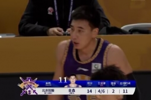手感火热！金鑫半场三分6中4贡献14分