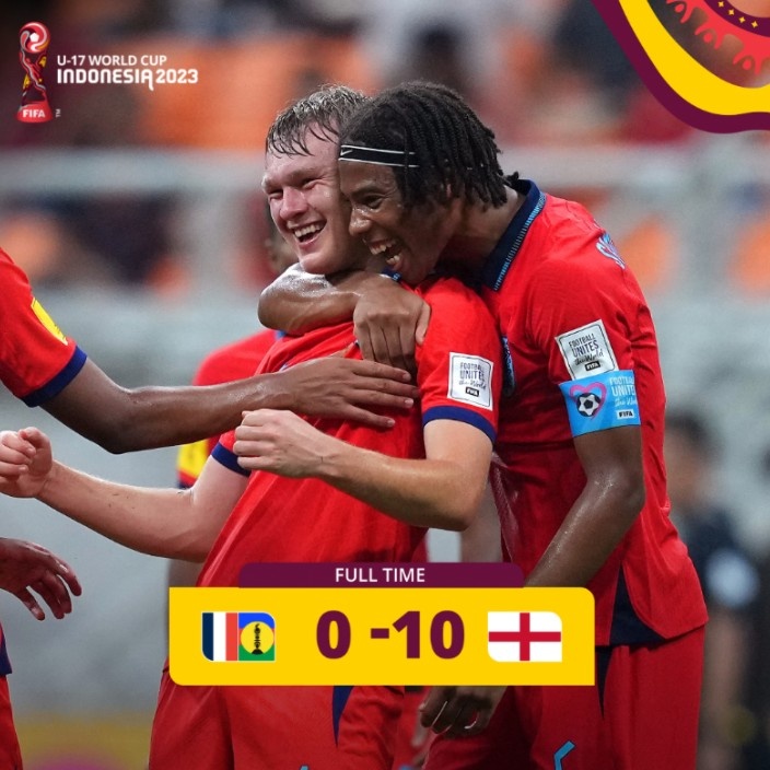 U17世界杯小组赛赛况：英格兰10-0新喀里多尼亚岛 日本1-0波兰