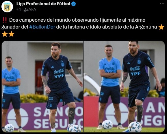 阿根廷职业联赛晒梅西训练照：最伟大的金球奖得主，阿根廷偶像！