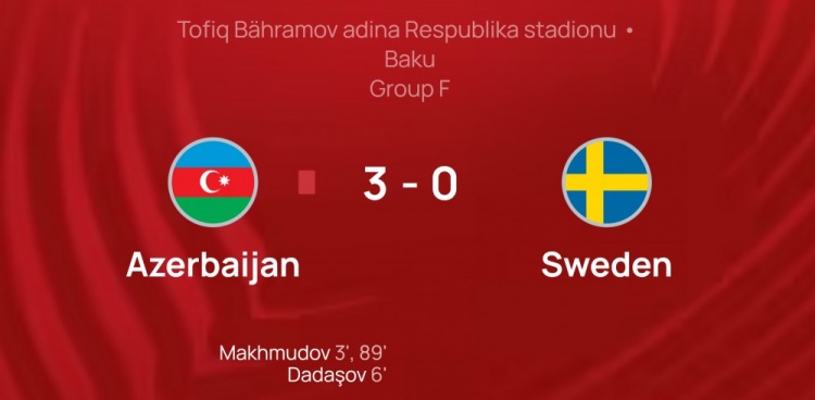爆大冷?‍?瑞典0-3不敌10人阿塞拜疆 世界排名高出对手69位