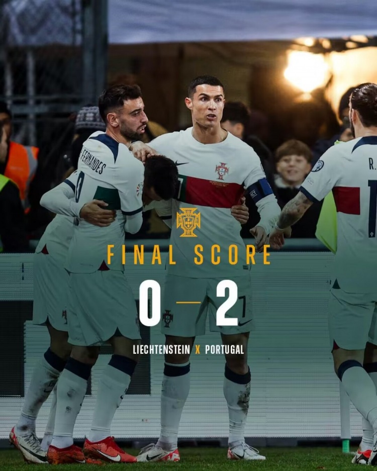 欧预赛-C罗收获国家队第128球坎塞洛破门 葡萄牙2-0列支敦士登9连胜