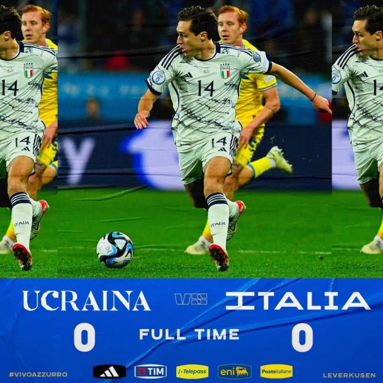 欧预赛-意大利0-0乌克兰小组第二出线 穆德里克禁区倒地未判点