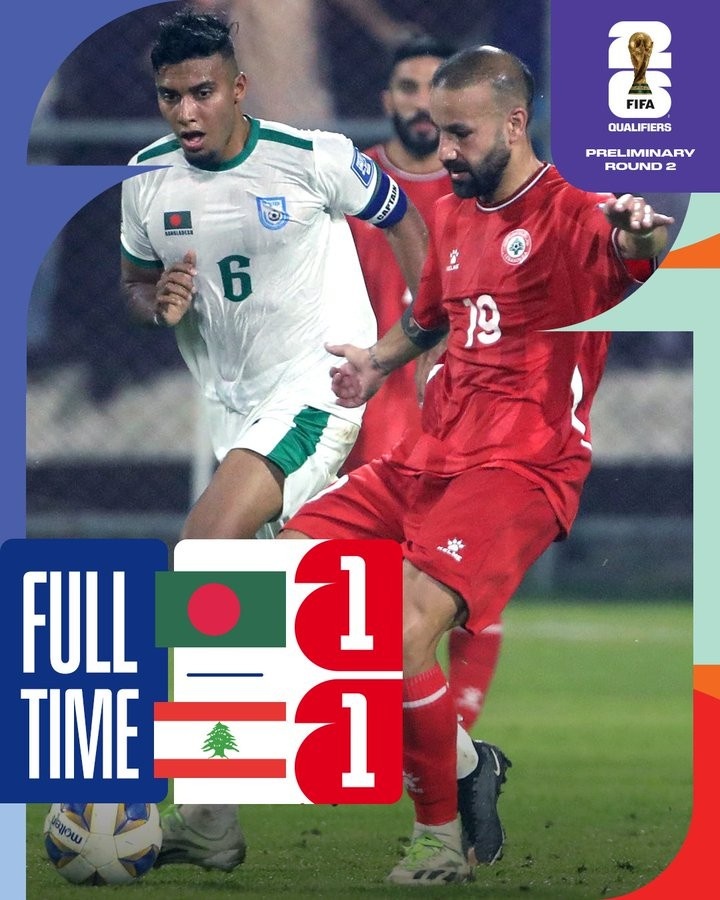 世亚预-国足亚洲杯对手黎巴嫩连续战平巴勒斯坦&孟加拉国