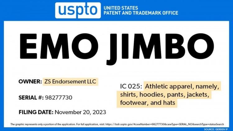 ?巴特勒申请“EMO JIMBO”商标 通过后允许其销售相关服装服饰