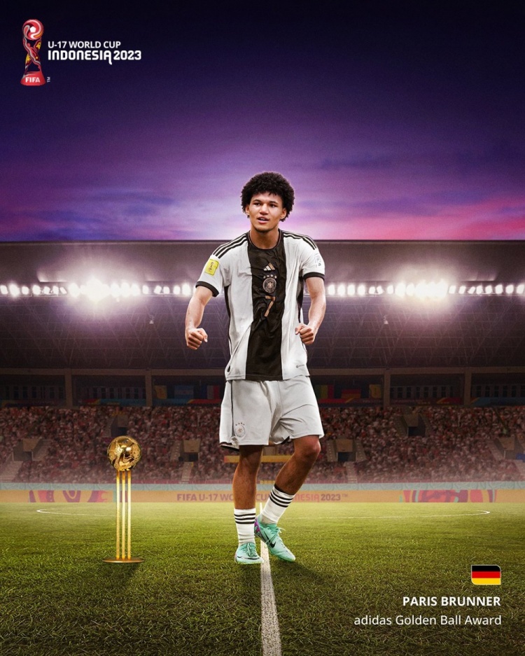 官方：德国前锋布伦纳获得U17世界杯金球奖，球员效力于多特