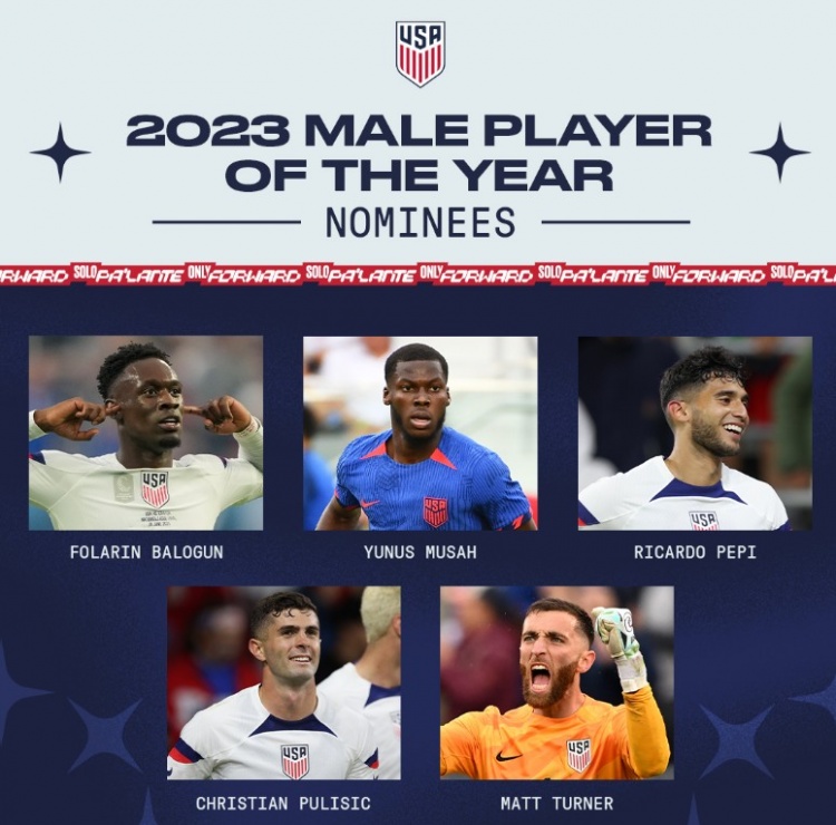 美国2023年度最佳球员候选：巴洛贡、普利西奇、穆萨在列