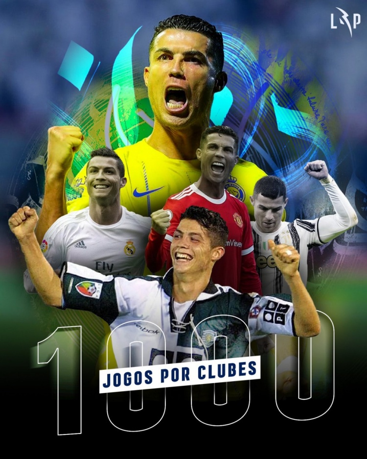 C罗迎俱乐部赛事1000战里程碑，葡萄牙联赛联盟发海报祝贺