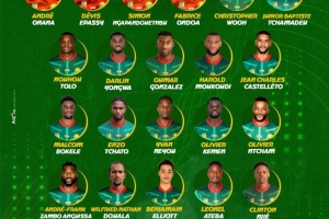 喀麦隆非洲杯名单：奥纳纳领衔，姆贝莫、舒波-莫廷未入选