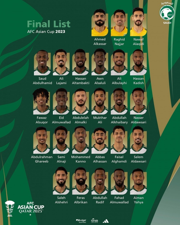 沙特亚洲杯名单：26人全部来自本国联赛 利雅得胜利7人&新月8人
