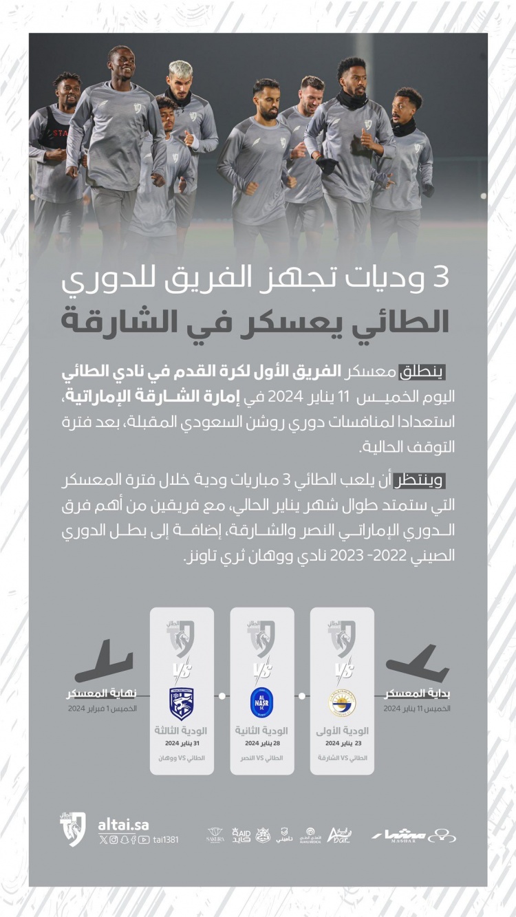 官方：武汉三镇1月31日热身赛对阵沙特联赛球队塔伊
