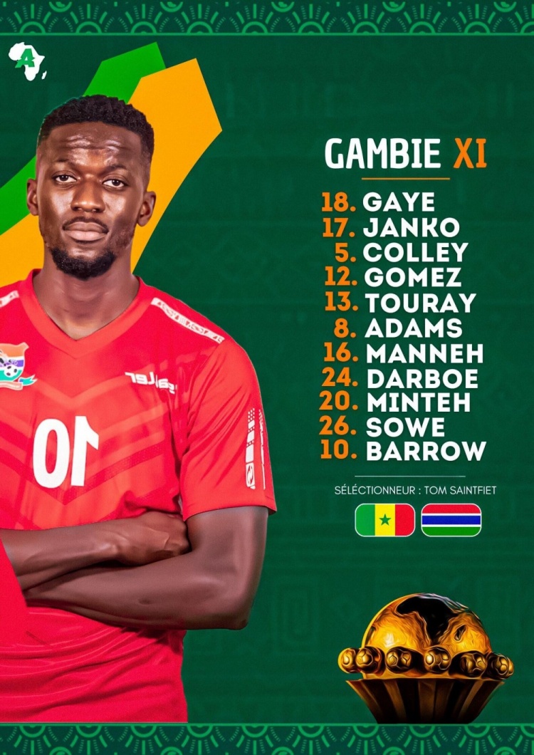 非洲杯-塞内加尔vs冈比亚首发：马内、库利巴利出战 杰克逊替补