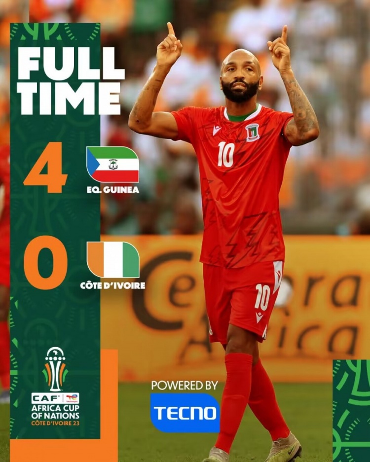 非洲杯-赤道几内亚4-0科特迪瓦头名出线 科特迪瓦2连败排名第3