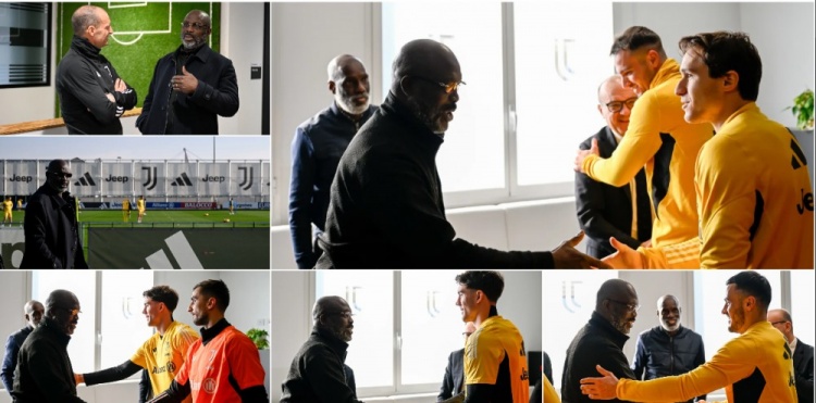乔治-维阿造访尤文训练中心，并与球员&阿莱格里&管理层成员交谈