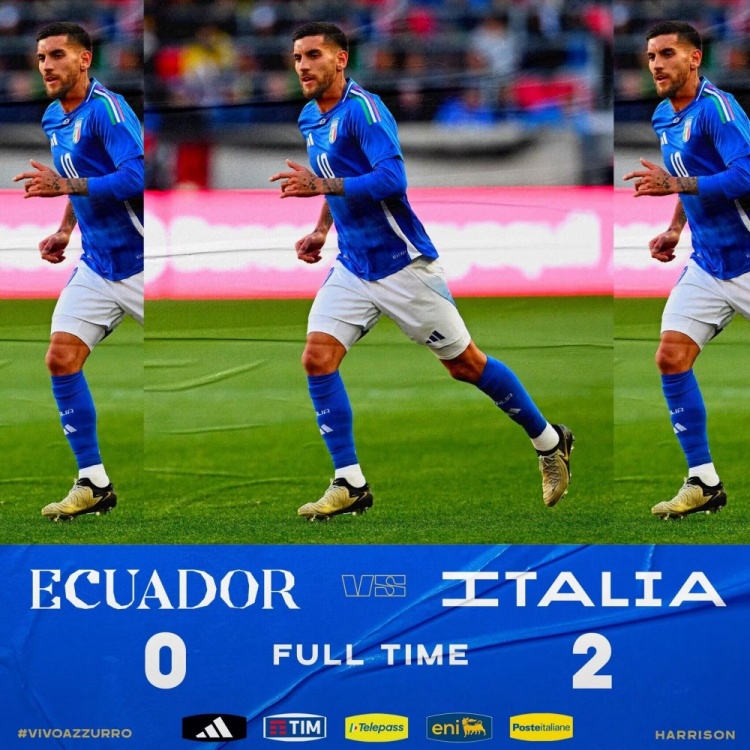 友谊赛-意大利2-0厄瓜多尔 佩莱格里尼3分钟爆射巴雷拉挑射破门