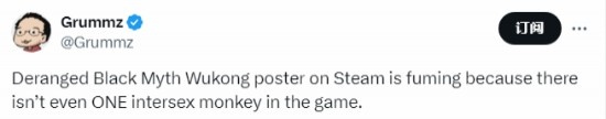 你看又急！一外国网友因没有双性恋角色发文呼吁抵制《黑神话》