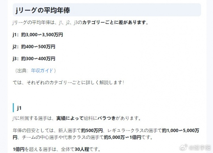 记者：日韩顶级联赛球员年收入约160万 每年官方公布&中国可学？