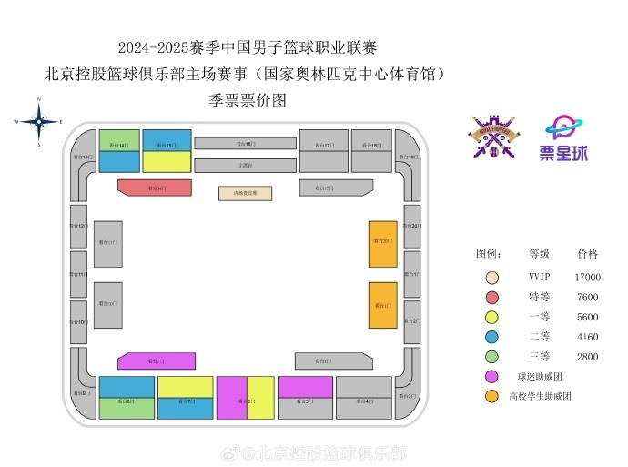 🔥北控新赛季季票今晚开售 最高17000元&最低2800元