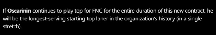 外媒爆料：FNC决定和上单Oscarinin续约两年，并围绕其建队