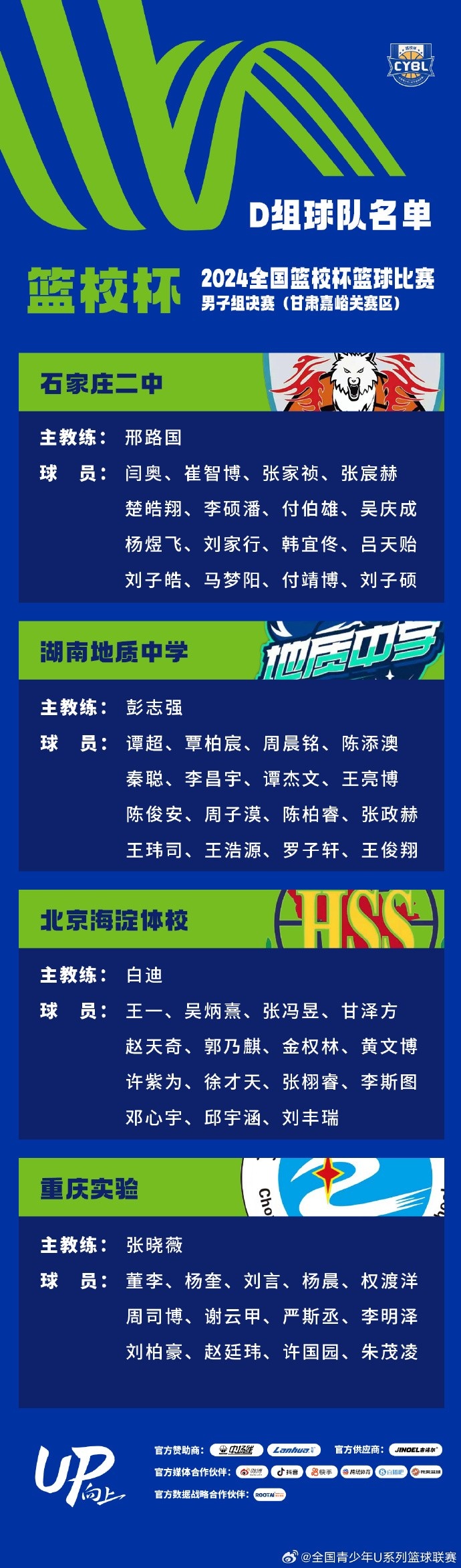 篮校杯男子组决赛球员名单及小组赛赛程公布 10月16-22日进行