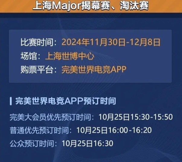 和LOL持平？CS上海major票价公布：决赛最贵1599元；最便宜399元