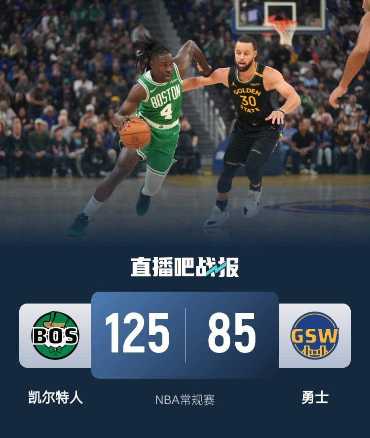 🏀塔图姆22+9+7 库里18分 维金斯11中1 绿军40分大胜勇士