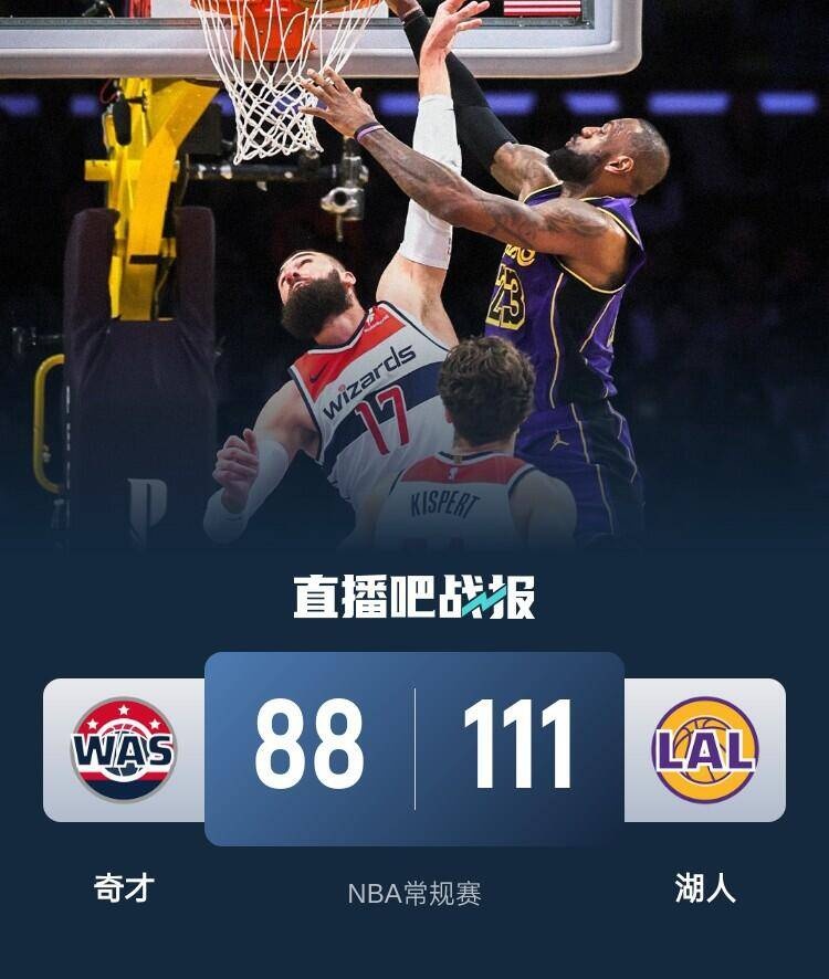 🏀浓眉29+16+5 詹姆斯21+10+13 普尔15+7 湖人送奇才11连败