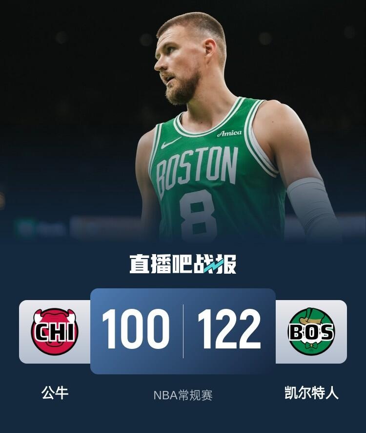 🏀波津34+11&上半场26分 杰伦-布朗28+6+6 绿军轻取公牛