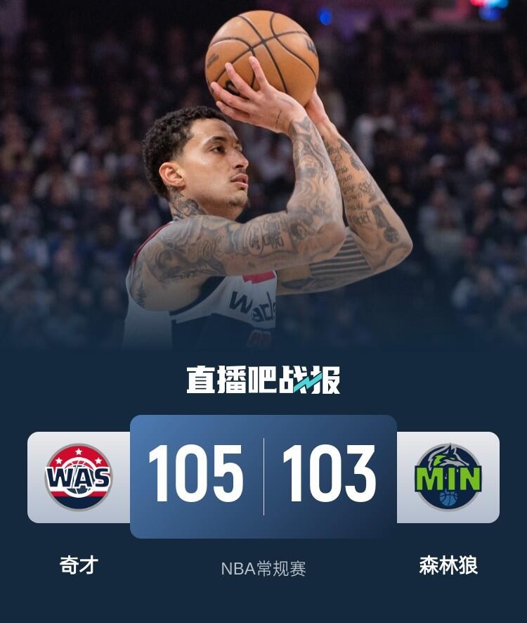 🏀库兹马31+8 普尔19分 爱德华兹缺阵 奇才力克森林狼止16连败