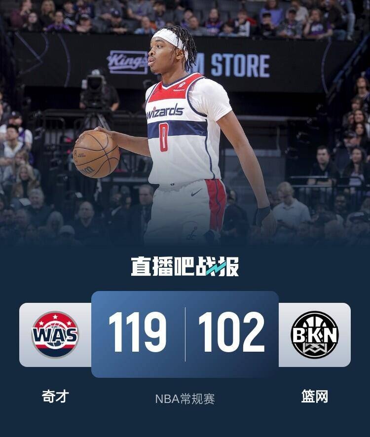 🏀库利巴利三双 K-约翰逊25分 奇才7人上双拆穿篮网取3连胜