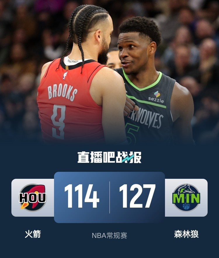 🏀华子41+7+6&末节16分 杰伦-格林28+6 森林狼逆转送火箭5连败