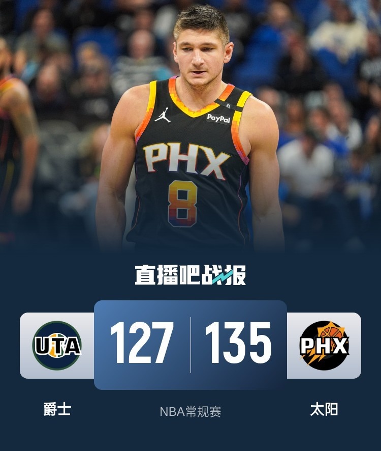 🏀阿伦1.2秒6分 布克47+6+11 杜兰特比尔缺阵 太阳加时胜爵士