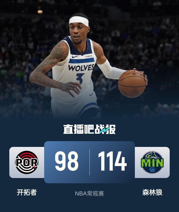 🏀末节38-14！麦克丹尼尔斯30+10 西蒙斯21分 残阵狼逆转开拓者