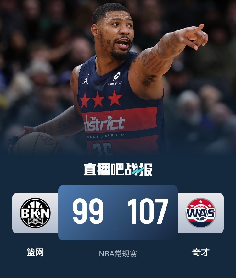 🏀普尔26分 库利巴利20+5 扎威19分 奇才力克篮网止6连败