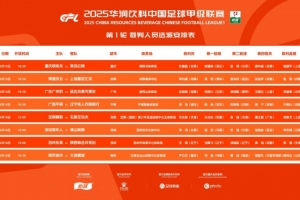 中甲首轮裁判名单：张杨帆执法广州豹vs延边，王阳执法苏州vs陕西
