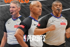NBA季后赛裁判名单公布：三位裁判执法超200场