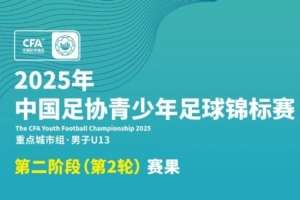2025中国足协青少年足球锦标赛重点城市U13组，第二阶段第2轮赛果