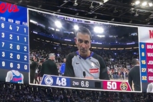 NBA季后赛掘金对阵快船G4爆发冲突裁判出手