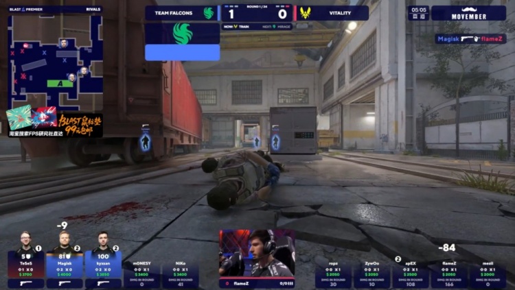 🎮ropz半场前4杀收尾 m0NESY哑火 Falcons进攻乏力 VIT先拿赛点