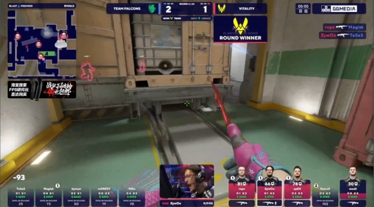 🎮ropz半场前4杀收尾 m0NESY哑火 Falcons进攻乏力 VIT先拿赛点