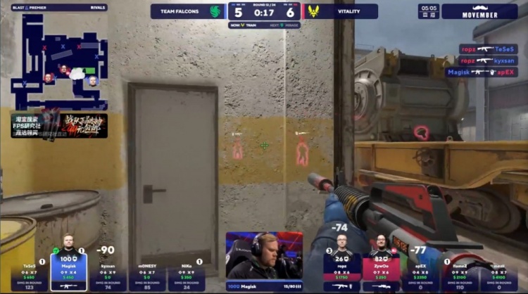🎮ropz半场前4杀收尾 m0NESY哑火 Falcons进攻乏力 VIT先拿赛点