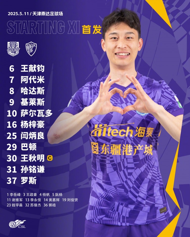 天津津门虎今日首发!