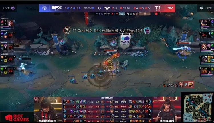 🎮铁木真赛！斯莫德阵容24分钟拿龙魂 Doran连续单杀 T1横扫BFX