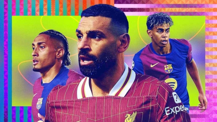 ESPN年度20大边锋：萨拉赫最佳，亚马尔第2，梅西第8&杜埃第14