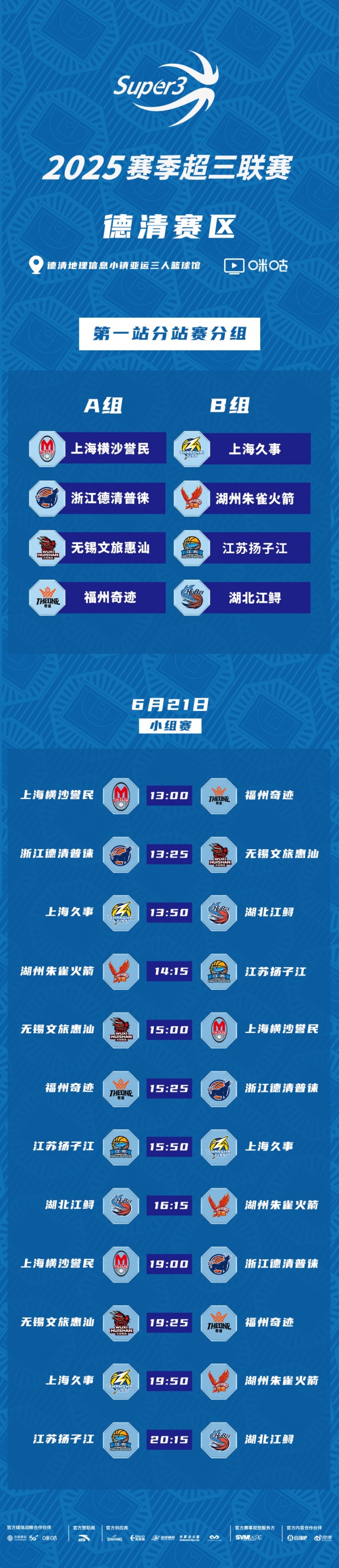 超三大区赛将开战！德清赛区第1站分组及赛程出炉（附抽奖方式）