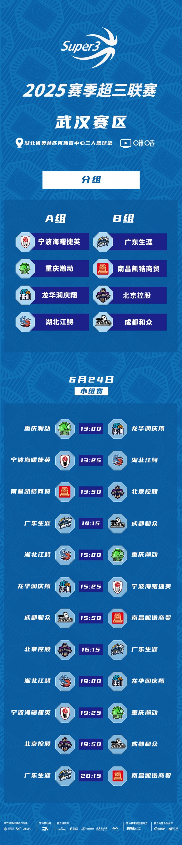 「武汉赛区」分组及赛程出炉，明日开战！